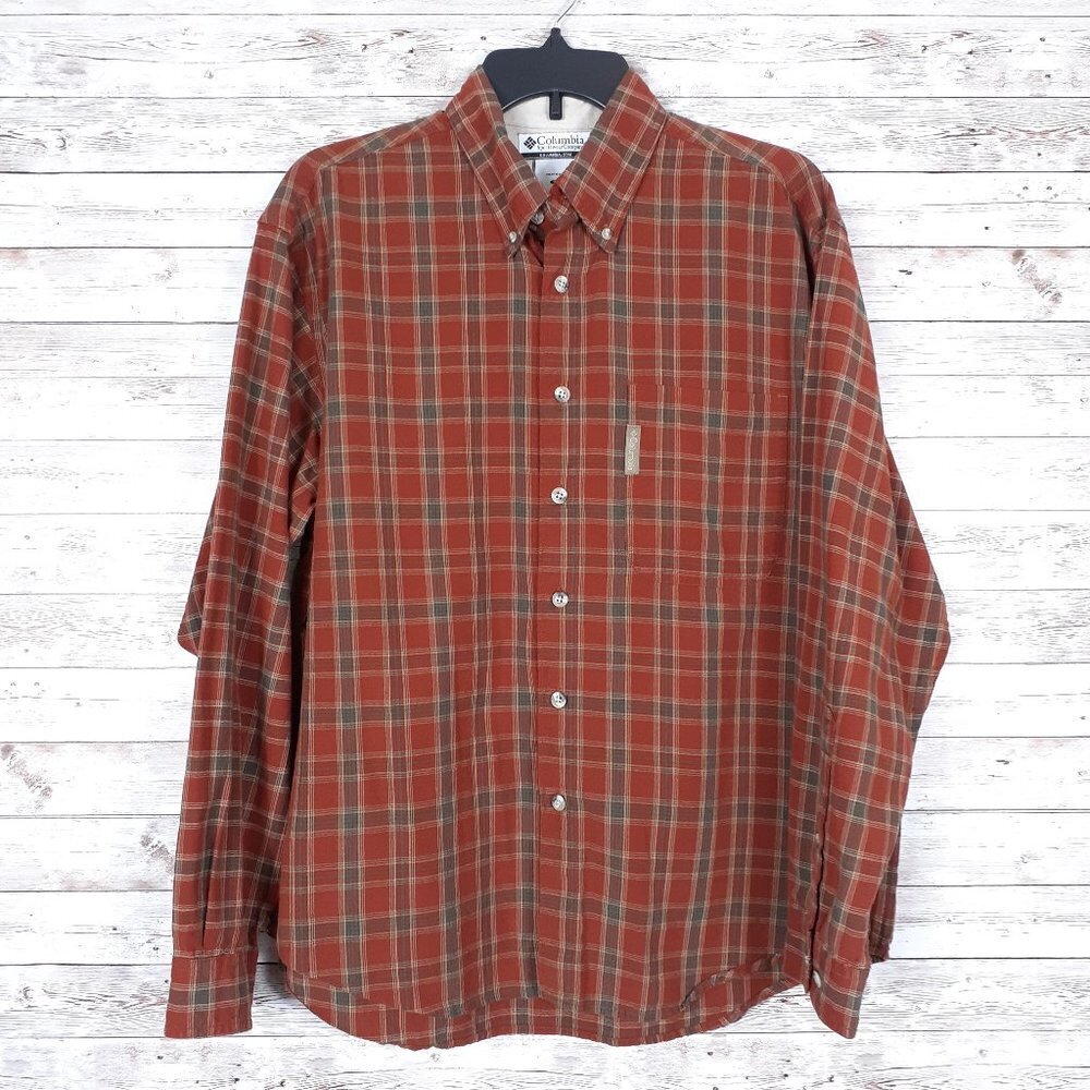 Columbia Mens Shirt S Button Down Plaid 495